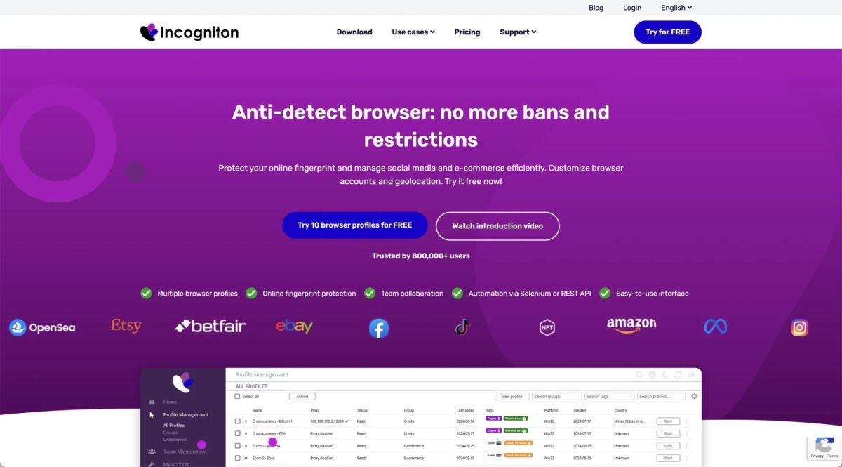 Антидетект-браузер Incogniton