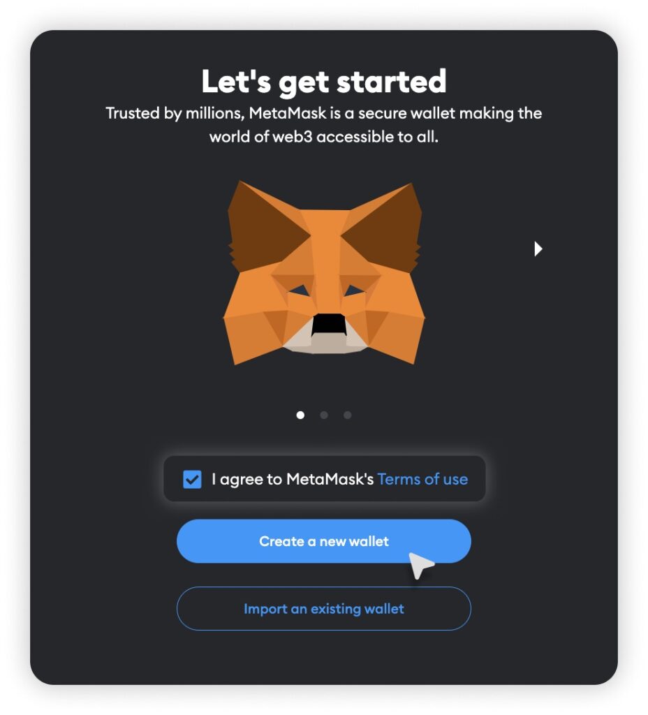 Create a new wallet MetaMask