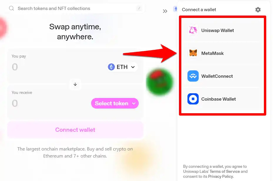 Подключения MetaMask к Uniswap