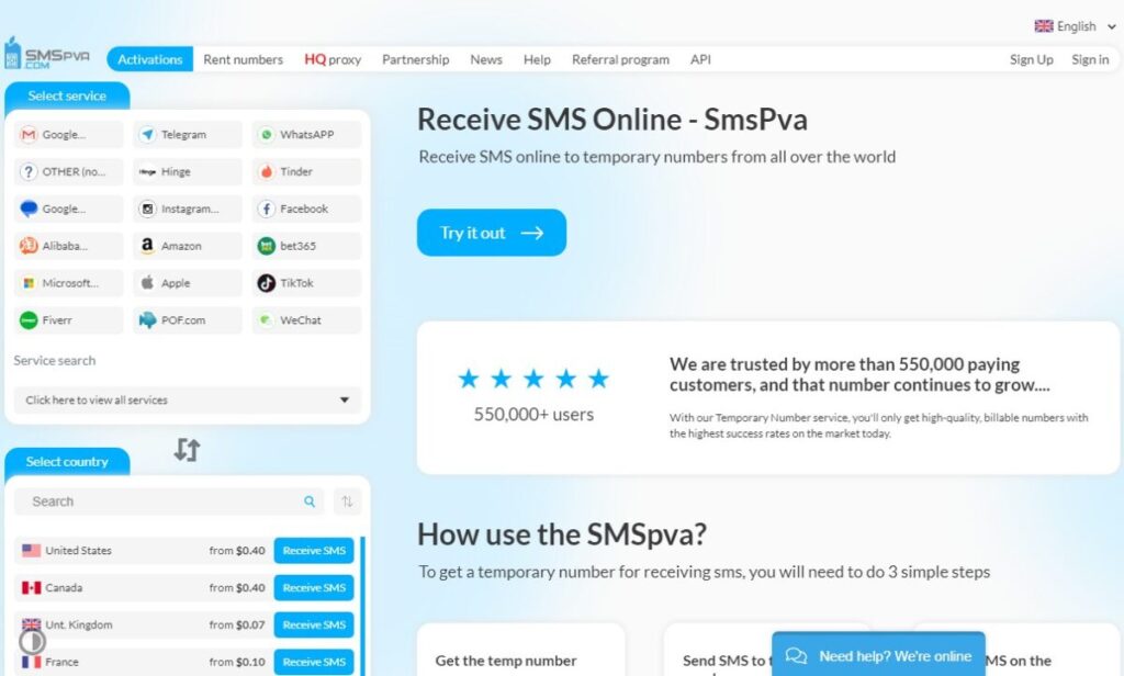 SMSPVA (smspva.com)