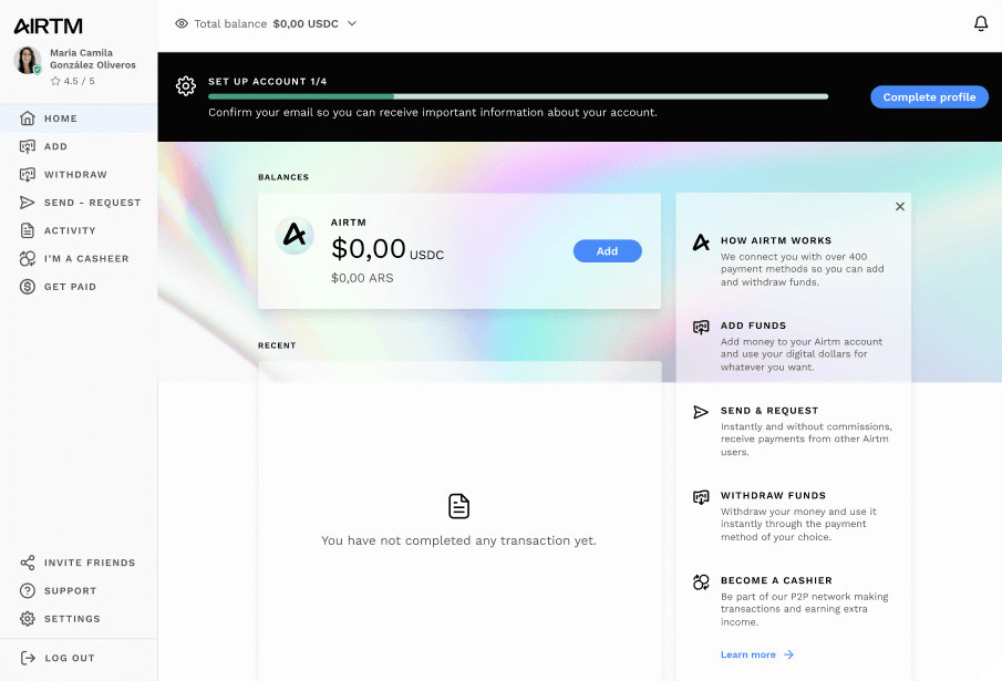 AirTM (Аиртм) — это финтех-платформа, которую её создатели называют «самым связанным цифровым долларовым счётом в мире»